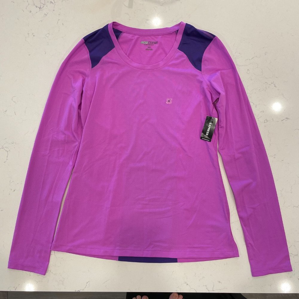 Express “EXP Core” Long Sleeve Workout Top Purple Women’s Medium